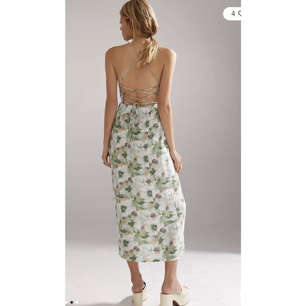 En Saison Square Neck Midi Dress Anthropologie Small Floral Garden - Picture 2 of 13